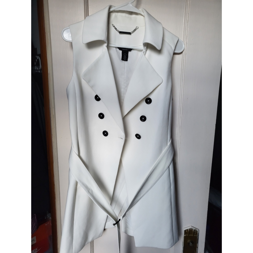 WHBM White Long Vest